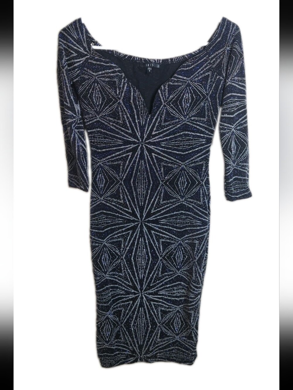 IRIS Black Stretch Sequin Mini Dress Size Small